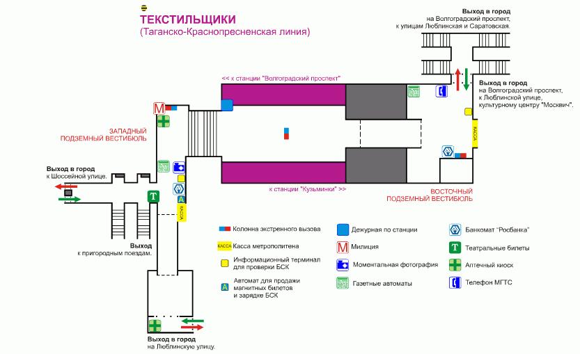 Схема метро москвы текстильщики